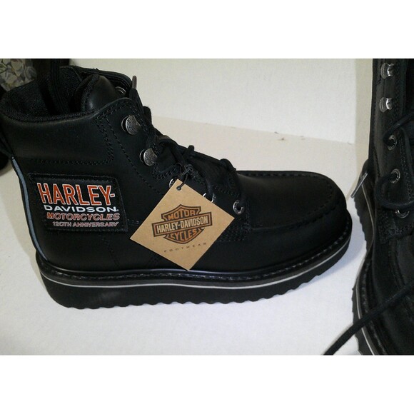 Genuine Mens 7.5 Black Harley Davidson 120th Beau 6-Inch Black Leather NIB New main image 7